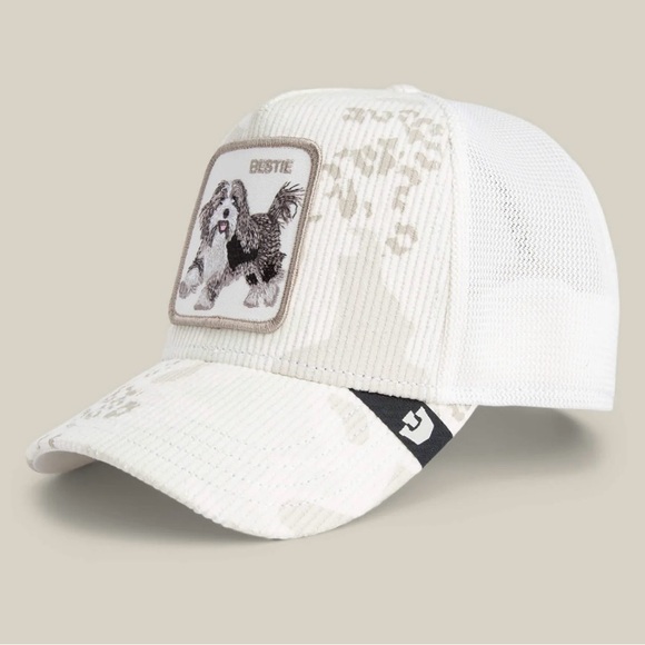 Goorin bros. Bestie Dog Embroidered Cream Cap. Bestie Camo trucker hat - Picture 4 of 9
